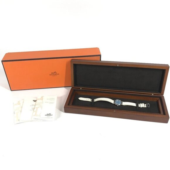 HERMES CL4.230 Clipper Nacre 12P Diamond Women's Wristwatch with leather strap - Picture 11 of 13